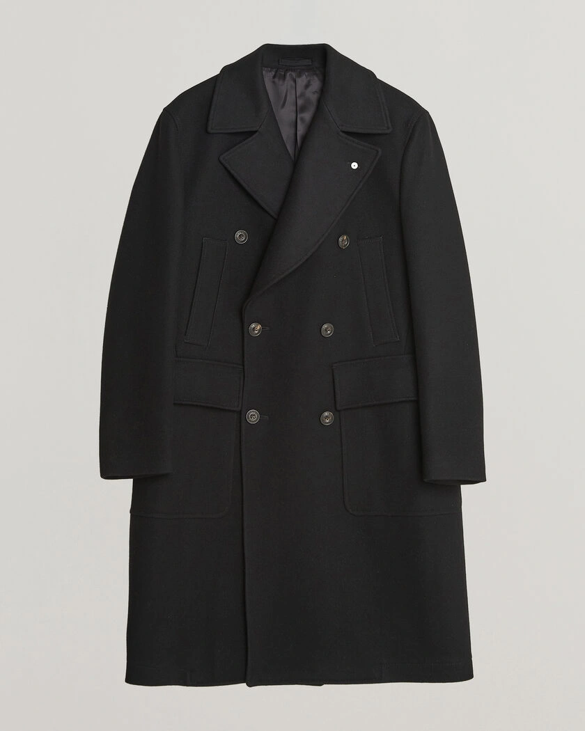 L.B.M. 1911 Double Breasted Wool/Cashmere Coat Black – Svart