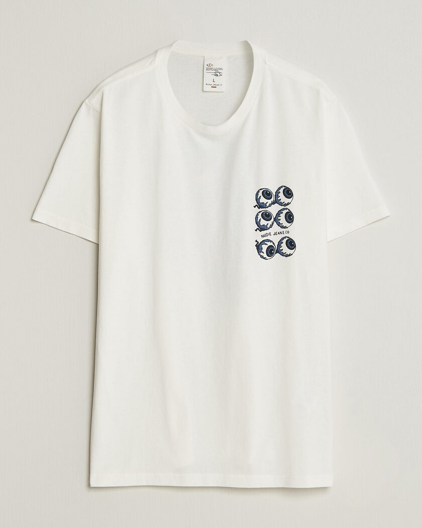 Nudie Jeans Roy Wall Crack T-Shirt Chalk White – Vit