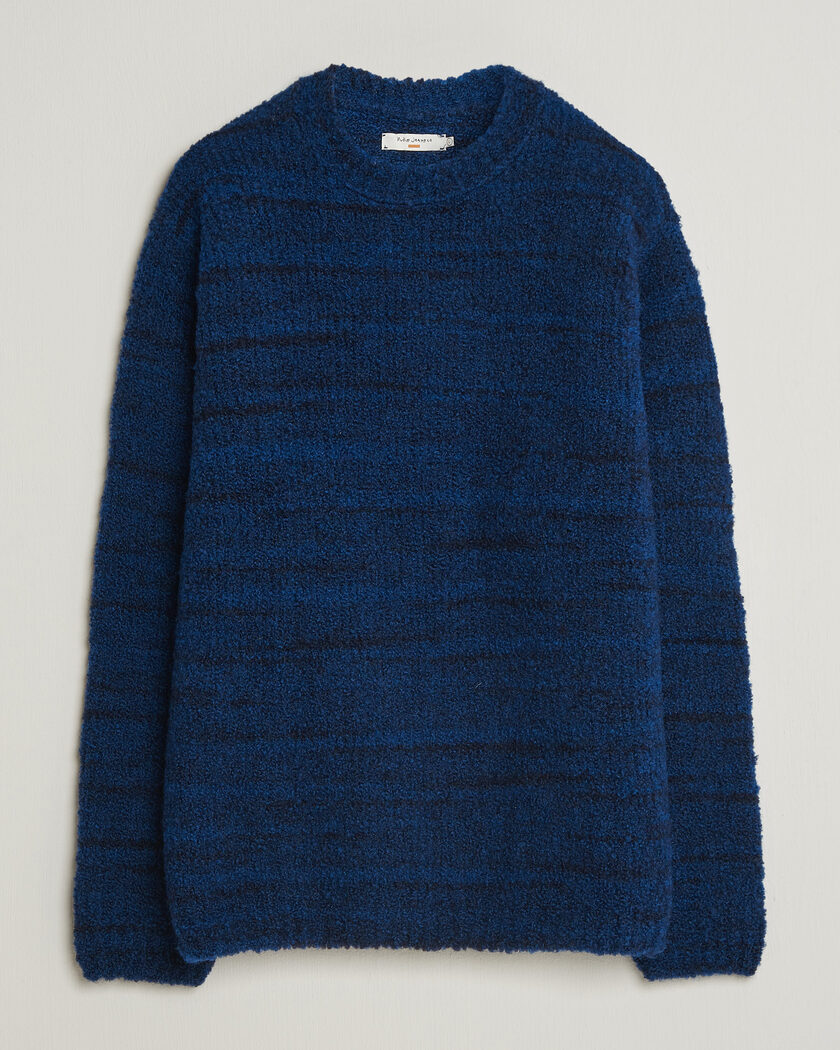 Nudie Jeans Gurra Bouclé Knitted Sweater Blue Multi – Blå