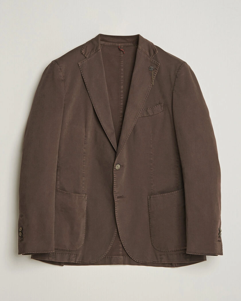 Santaniello Washed Cotton Patch Pocket Blazer Brown – Brun