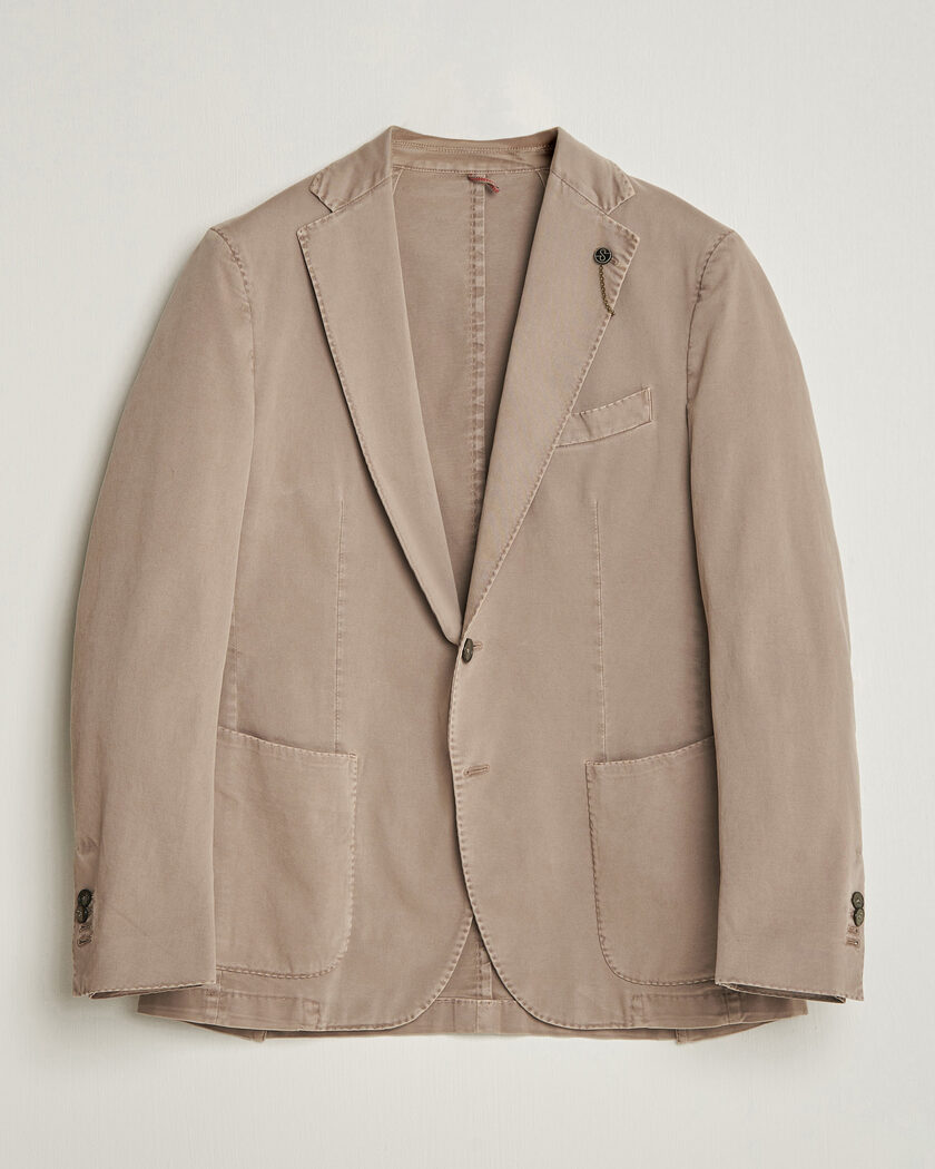 Santaniello Washed Cotton Patch Pocket Blazer Taupe – Beige