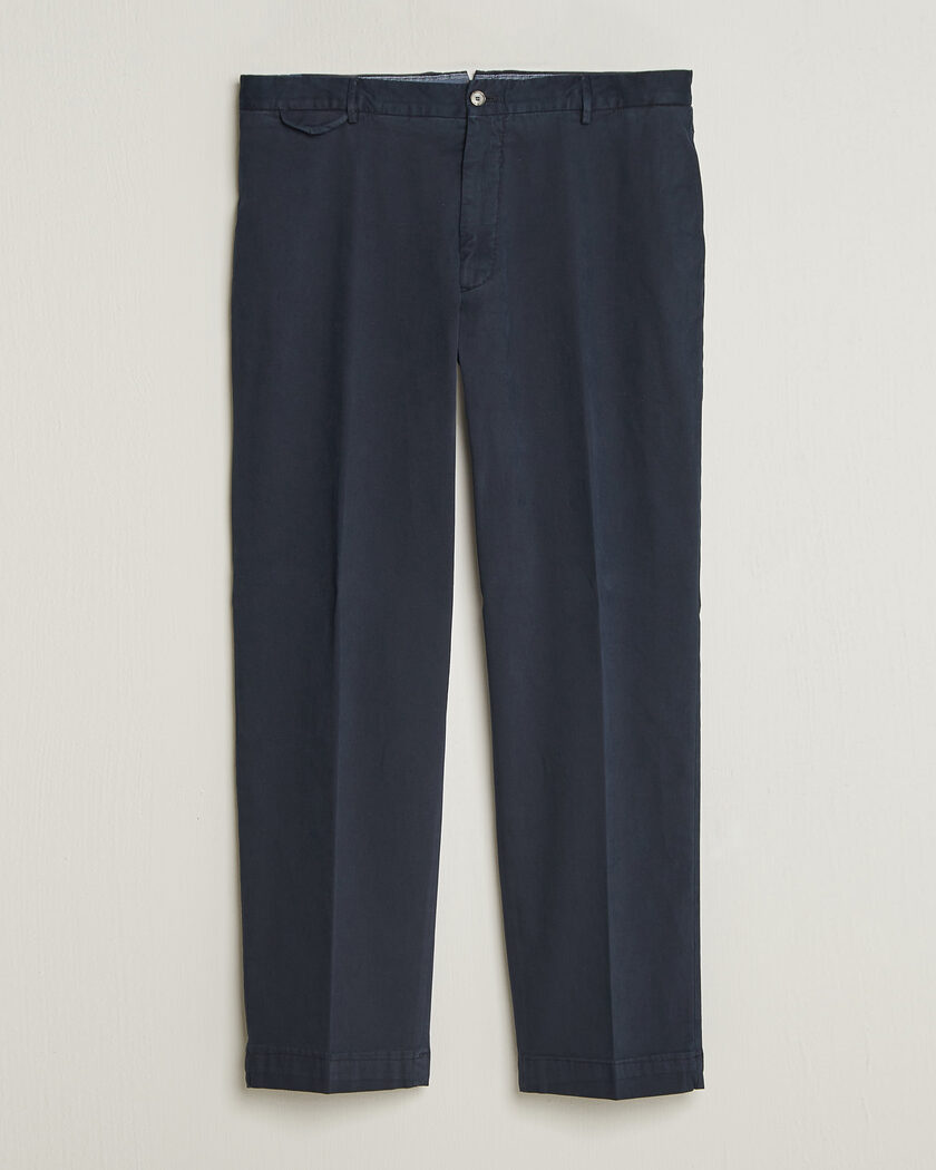 Santaniello Washed Cotton Trousers Navy – Blå