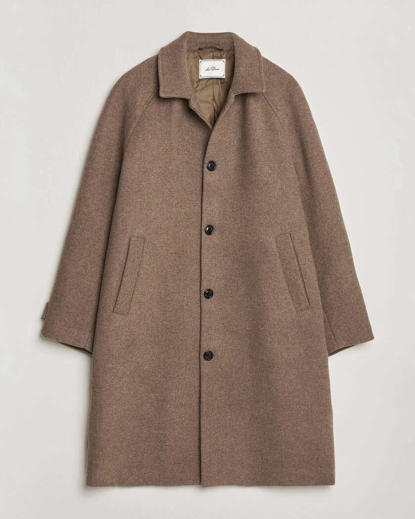 LES DEUX Solid Wool Coat Dark Sand Melange – Beige