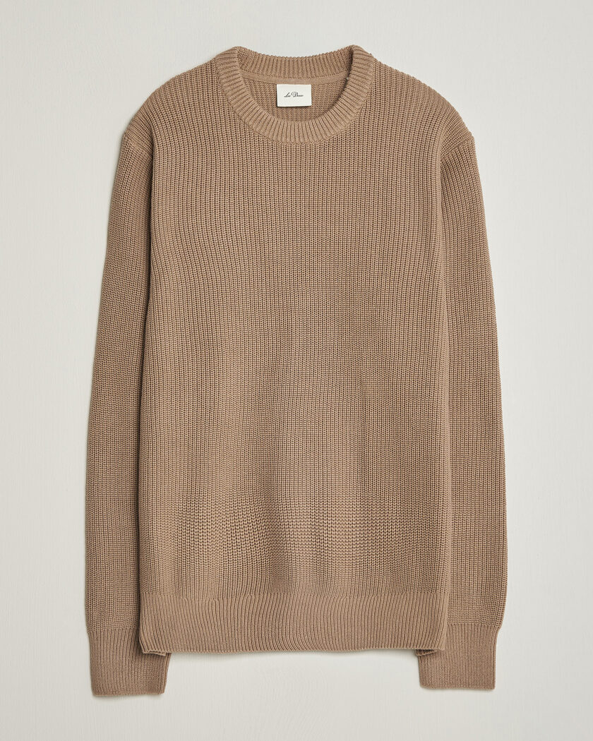 LES DEUX Rib Crewneck Knit Dark Sand – Beige