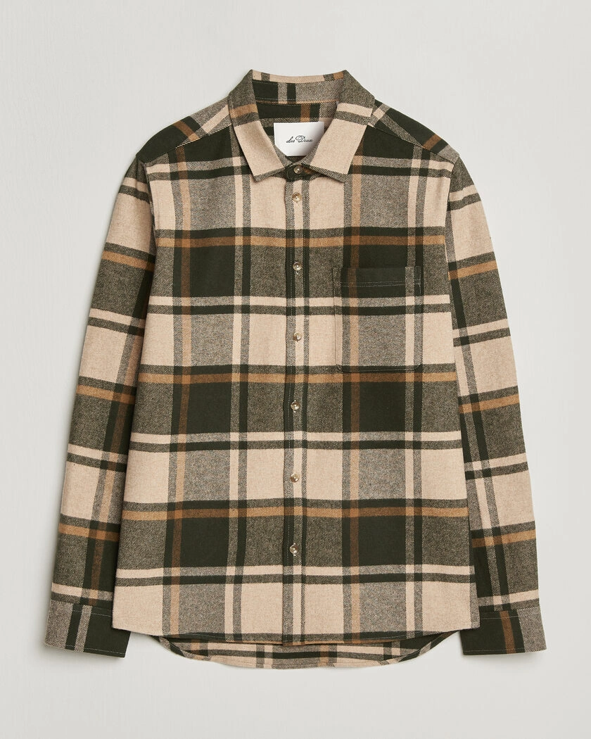 LES DEUX Check Flannel Shirt Rosin Green – Grön