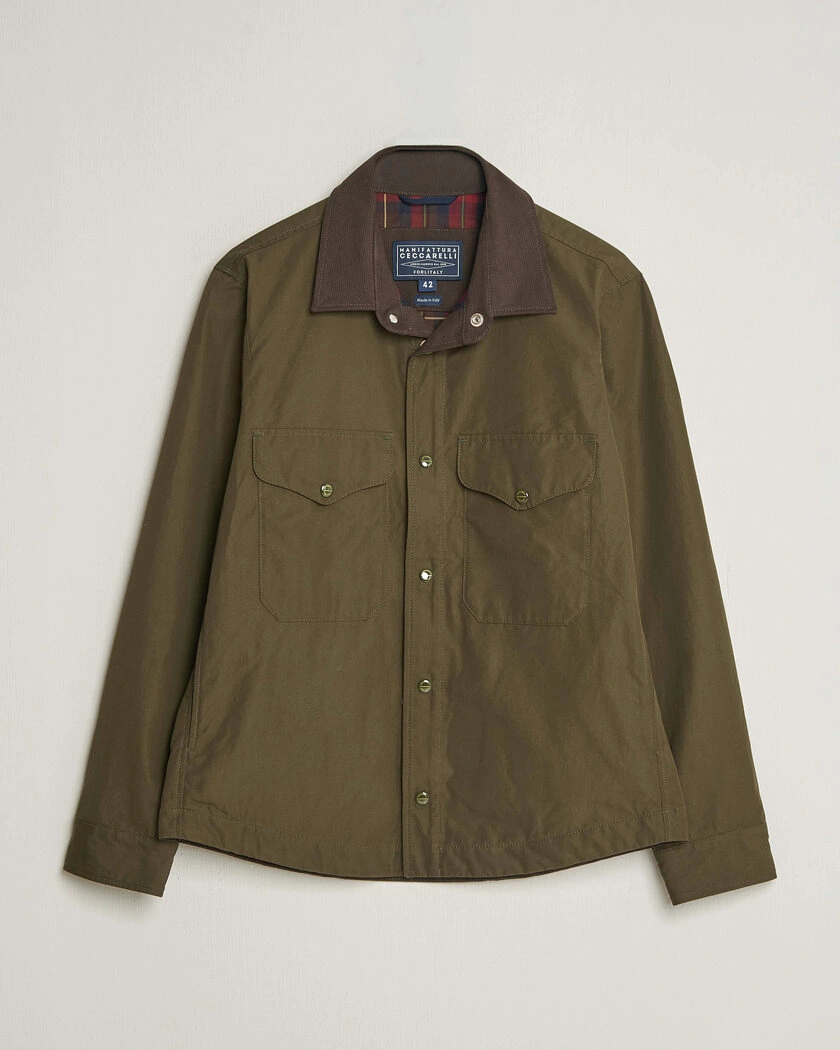 Manifattura Ceccarelli Double Pocket Shirt Jacket Military Green – Grön