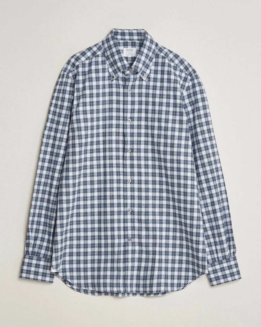 Mazzarelli Soft Flannel Button Down Shirt Navy – Blå