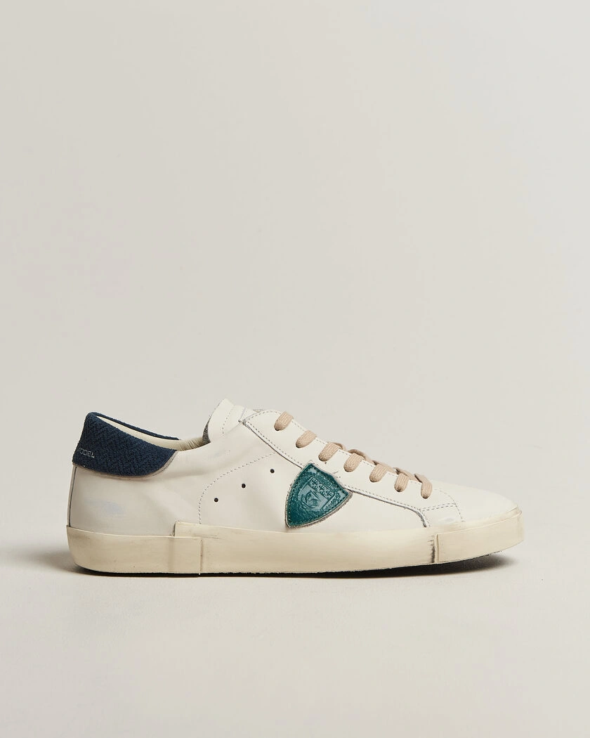 Philippe Model PRSX Low Top Suede Sneaker White/Blue – Vit