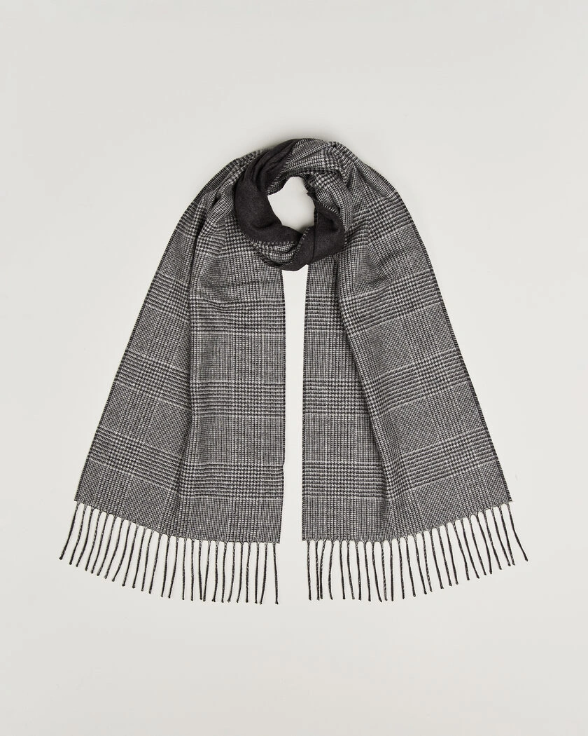 Piacenza Cashmere Cashmere/Silk Glencheck Scarf Grey Melange – Grå