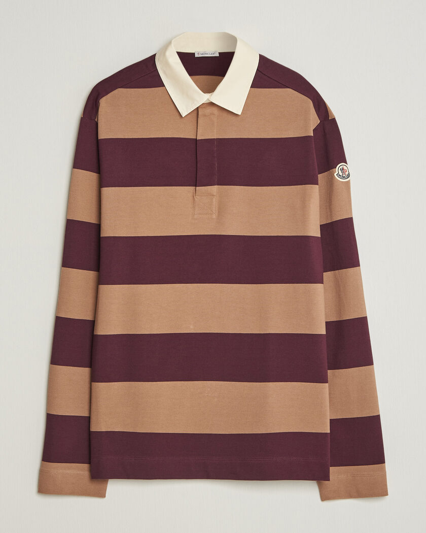 Moncler Striped Rugby Sweater Brown/Burgundy – Brun