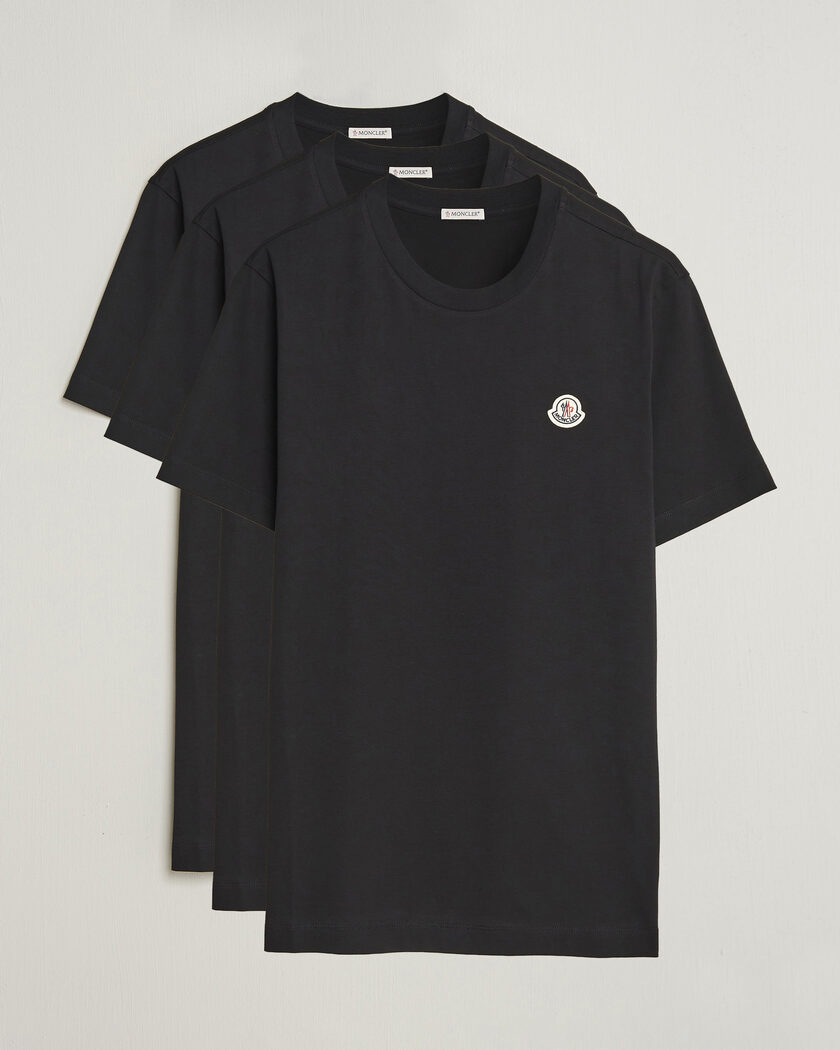 Moncler 3-Pack Logo T-Shirts Black – Svart