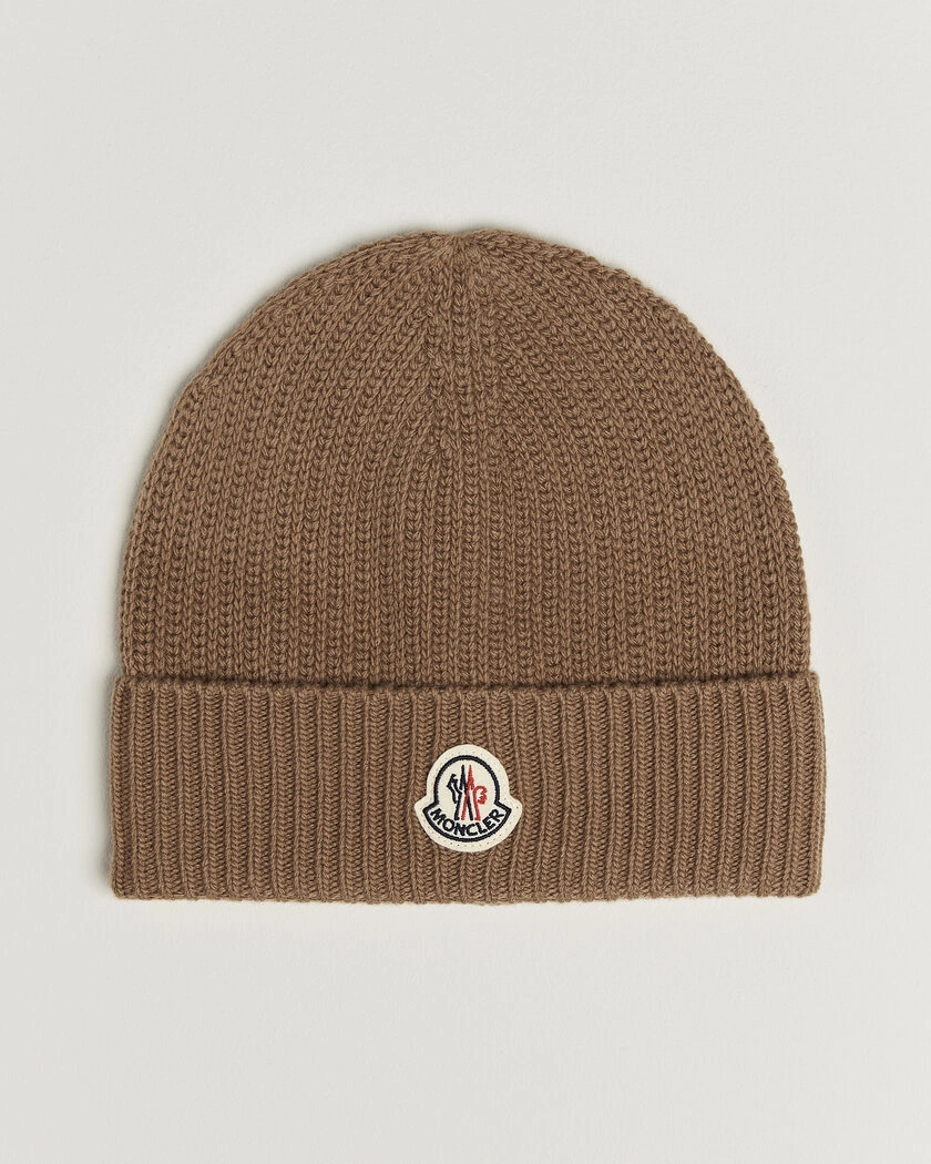 Moncler Rib Wool Beanie Brown – Brun