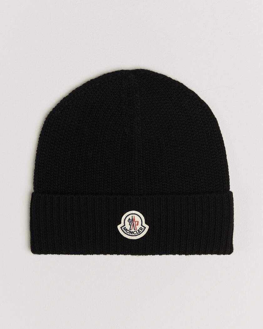 Moncler Rib Wool Beanie Black – Svart