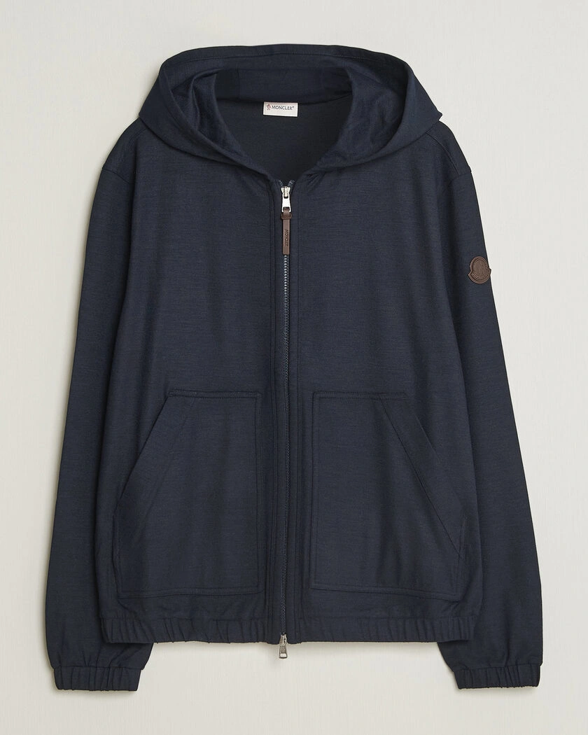 Moncler Full Zip Flannel Hoodie Navy – Blå