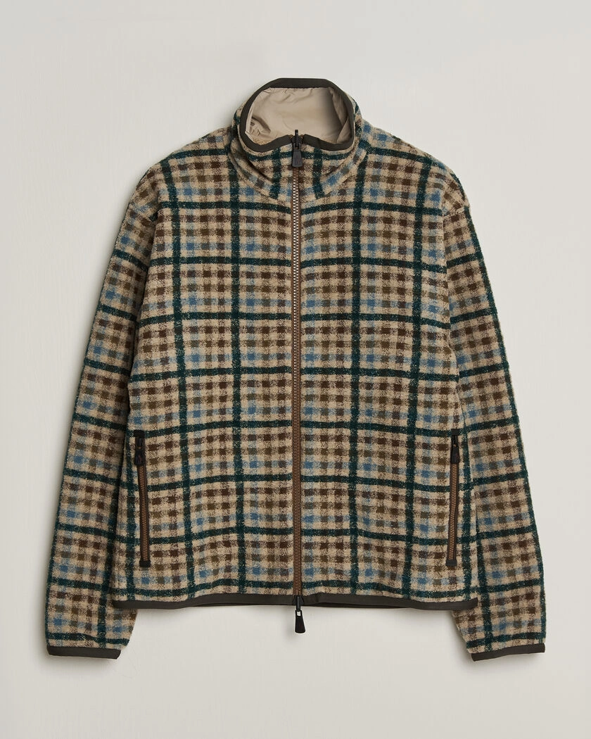 Moncler Grenoble Sherpa Zip Cardigan Beige/Green – Flerfärgad