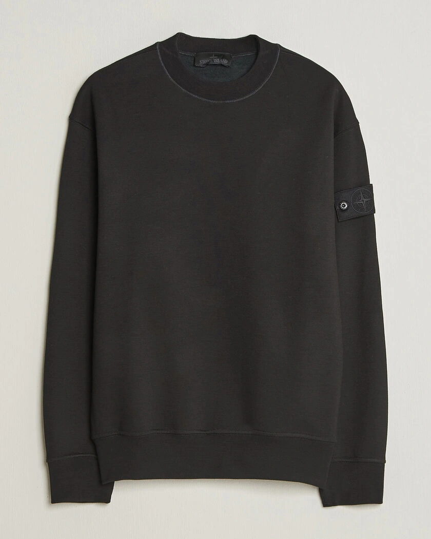 Stone Island Ghost Cotton/Wool Fleece Sweatshirt Black – Svart