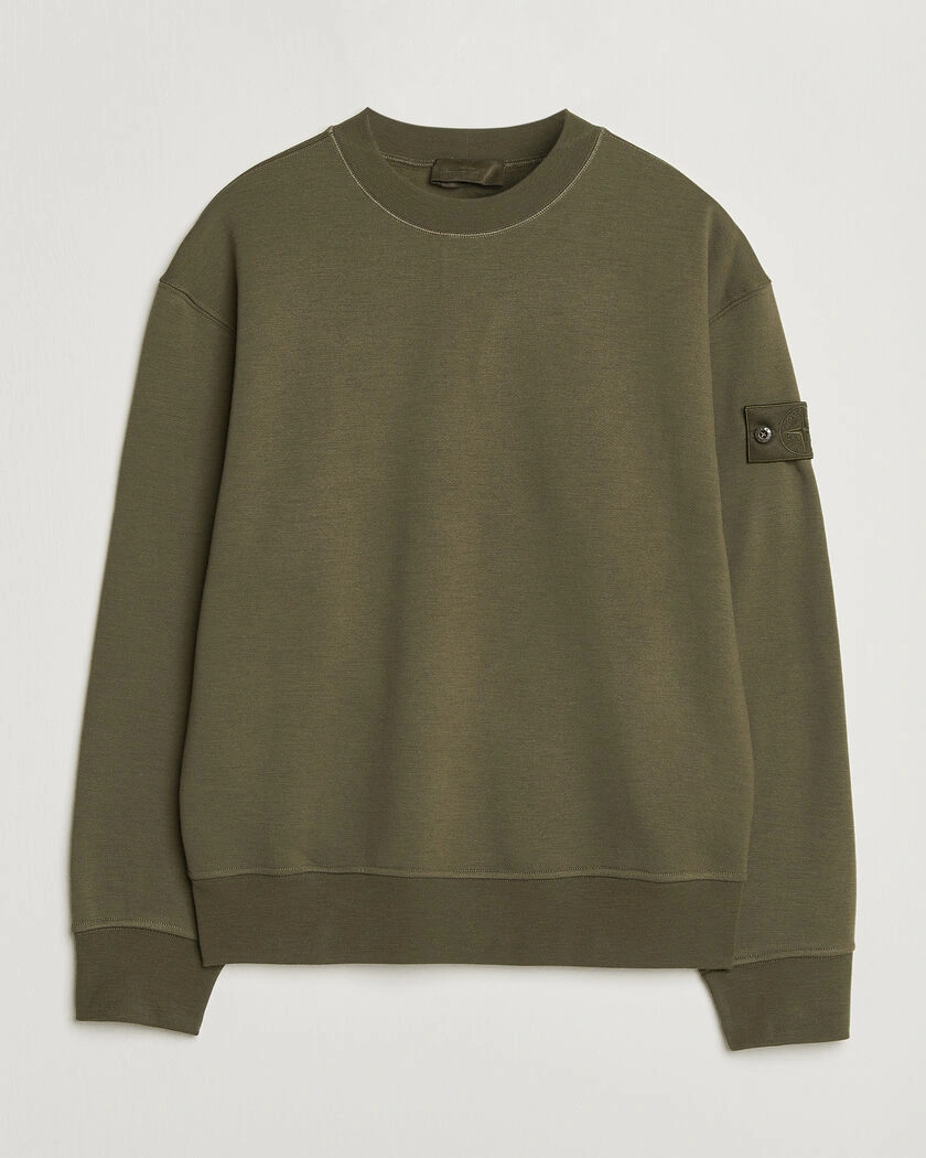 Stone Island Ghost Cotton/Wool Fleece Sweatshirt Miltary Green – Grön