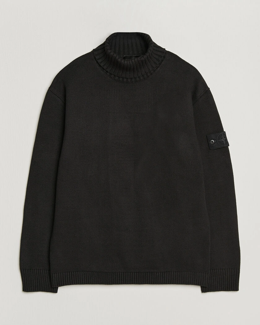 Stone Island Ghost Plush Stitch Winter Cotton Rollneck Black – Svart