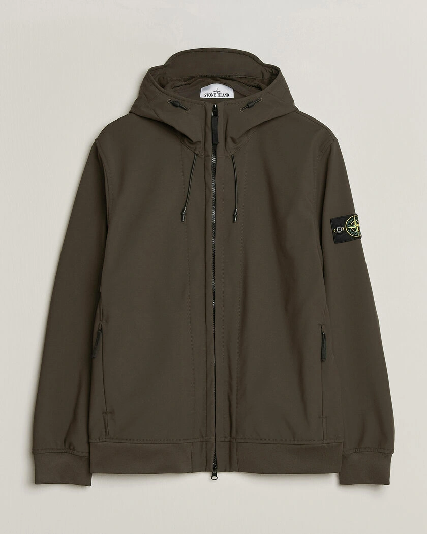 Stone Island Short Hooded Soft Shell Jacket Coal Grey – Grå