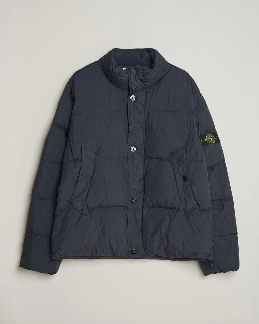 Stone Island Crinkle Reps Padded Down Jacket Navy Blue – Blå