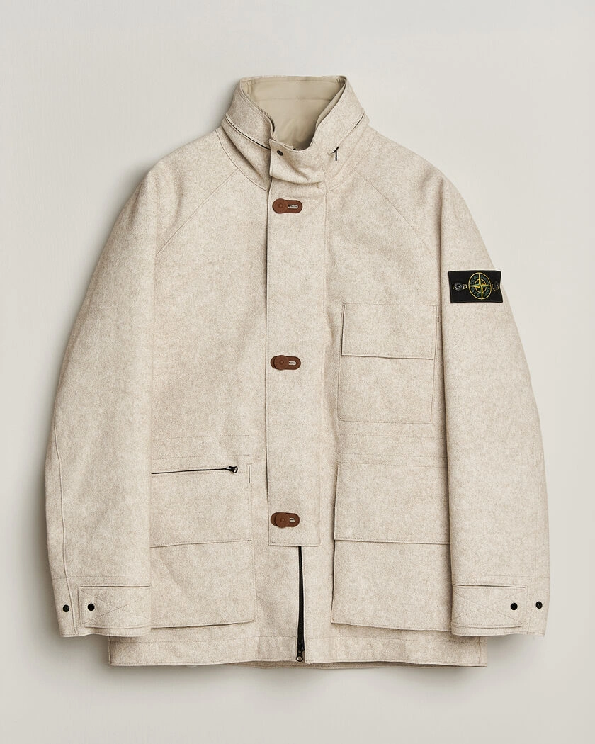 Stone Island Panno Coagulato Coat Biscuit