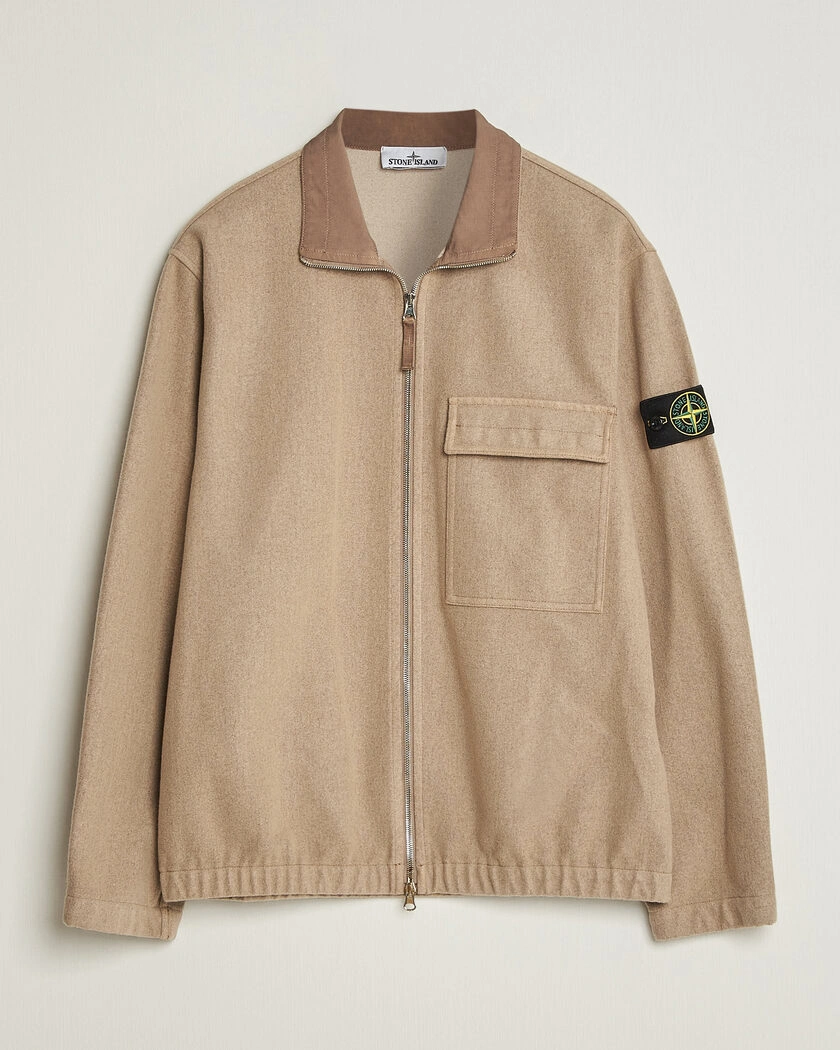 Stone Island Wool/Nylon Flannel Jacket Biscuit – Beige