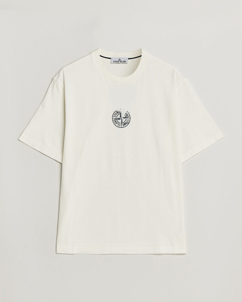 Stone Island Vertical Placement Print Cotton T-Shirt Ivory – Vit
