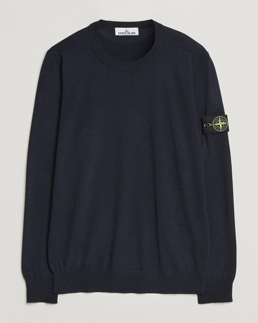 Stone Island Light Pure Wool Crew Neck Navy Blue – Blå