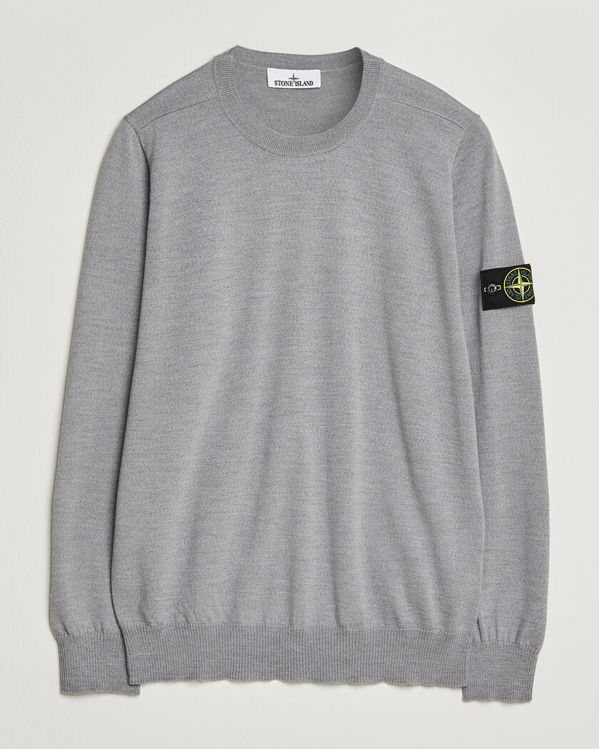 Stone Island Light Pure Wool Crew Neck Ash Grey Melange – Grå