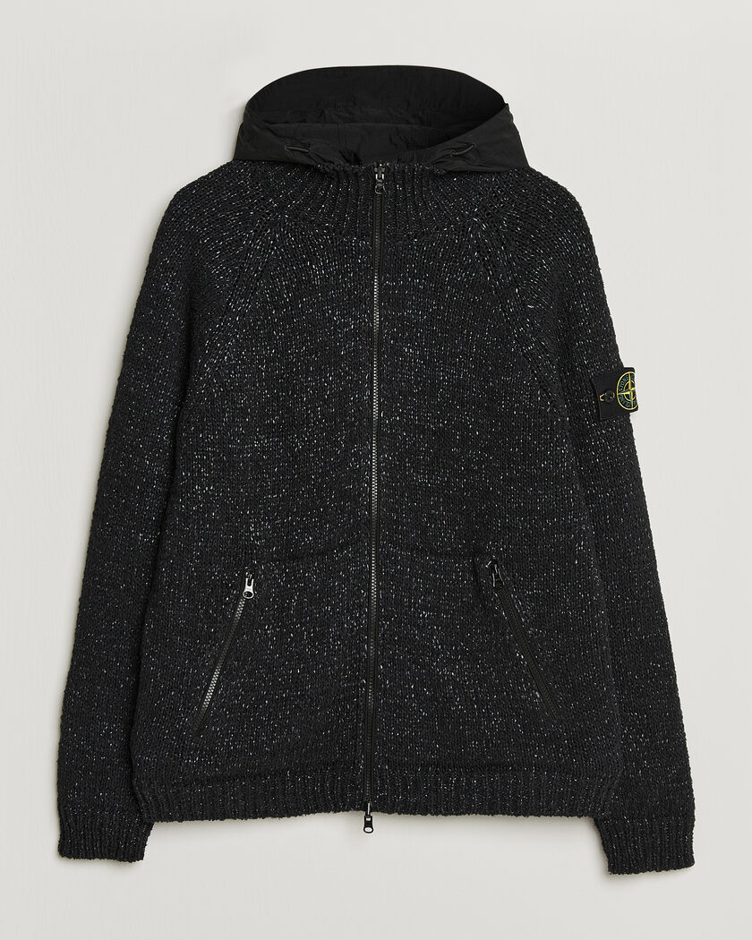 Stone Island Brushed Cotton/Nylon Reversible Zip Hood Black – Svart