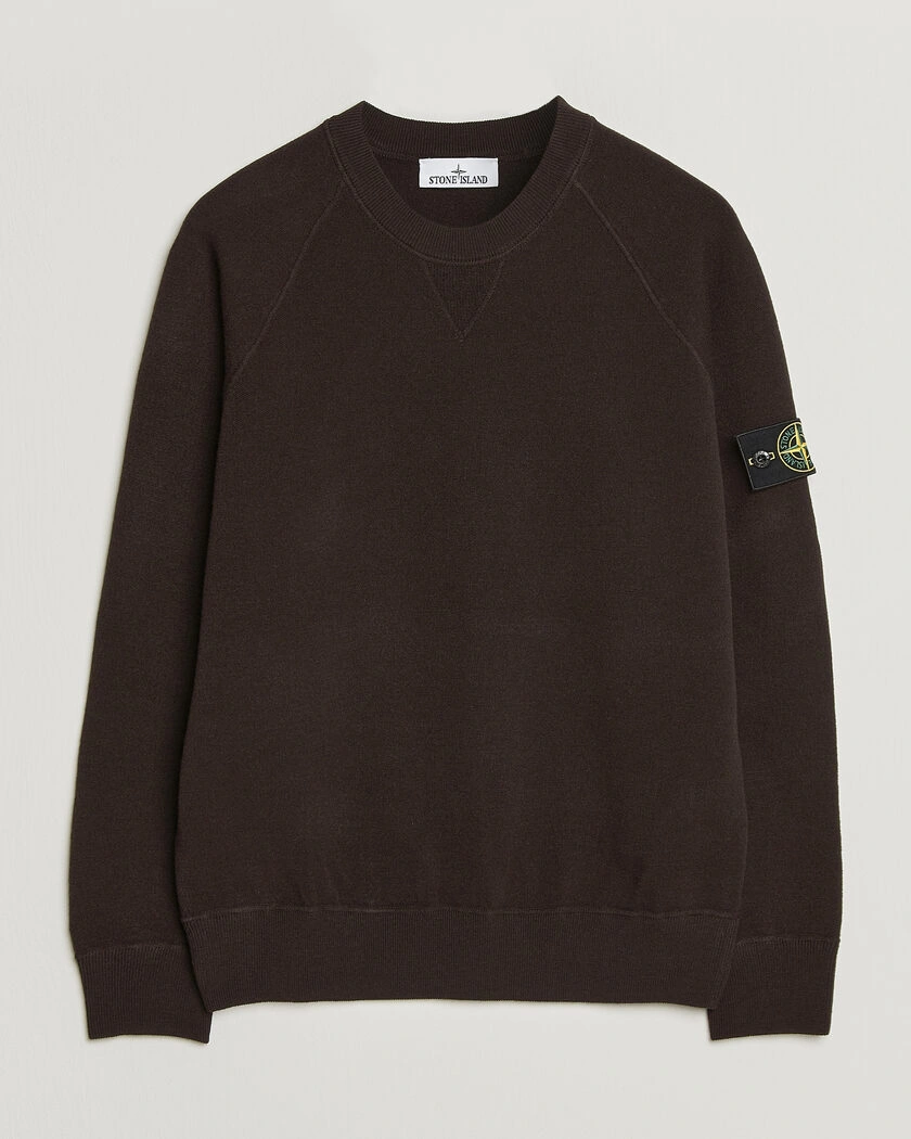 Stone Island Plush Stitch Stretch Wool Sweat Coal Grey – Grå