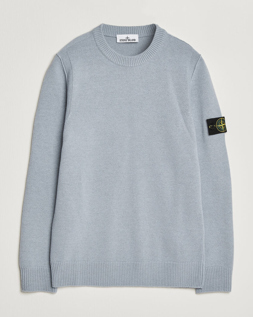 Stone Island Knitted Lambswool Crew Neck Ash Grey – Grå