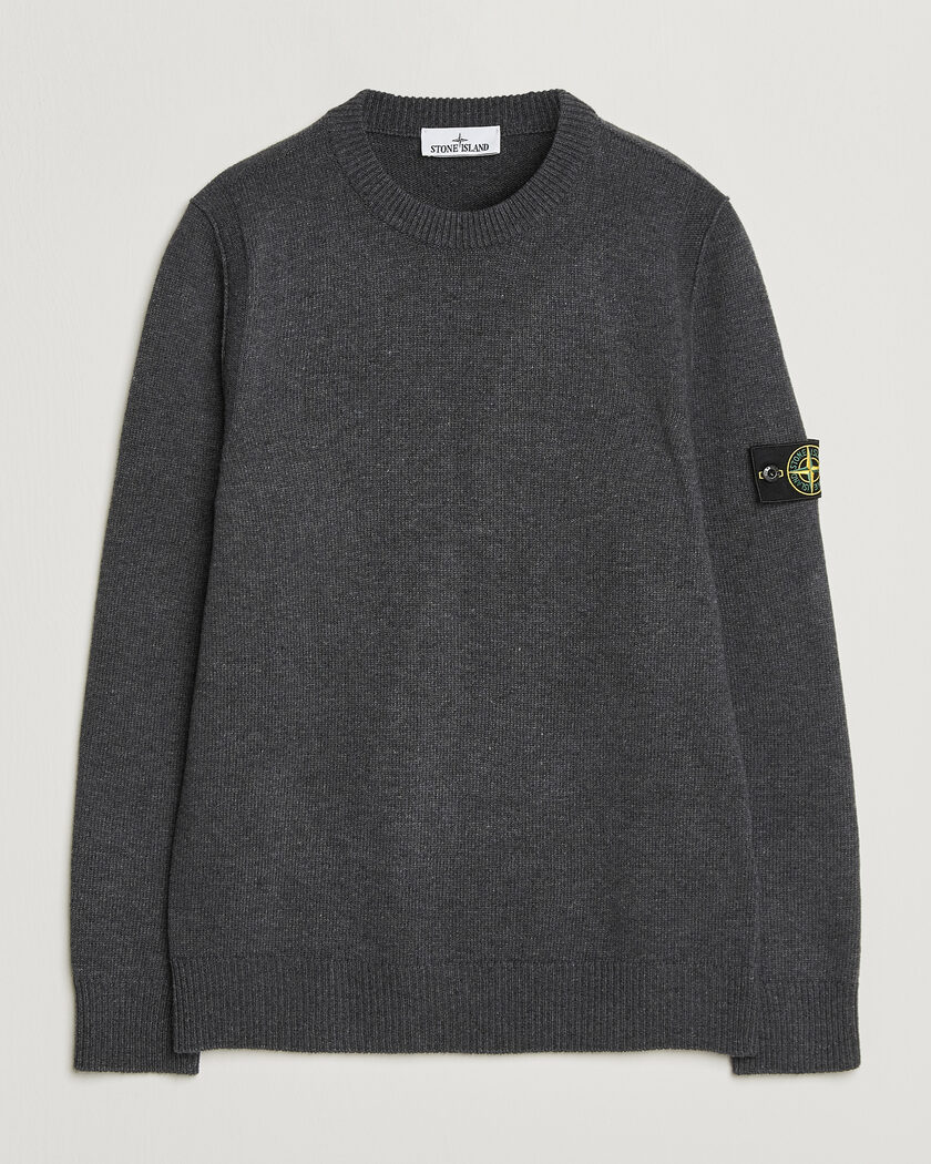 Stone Island Knitted Lambswool Crew Neck Melange Lead – Grå