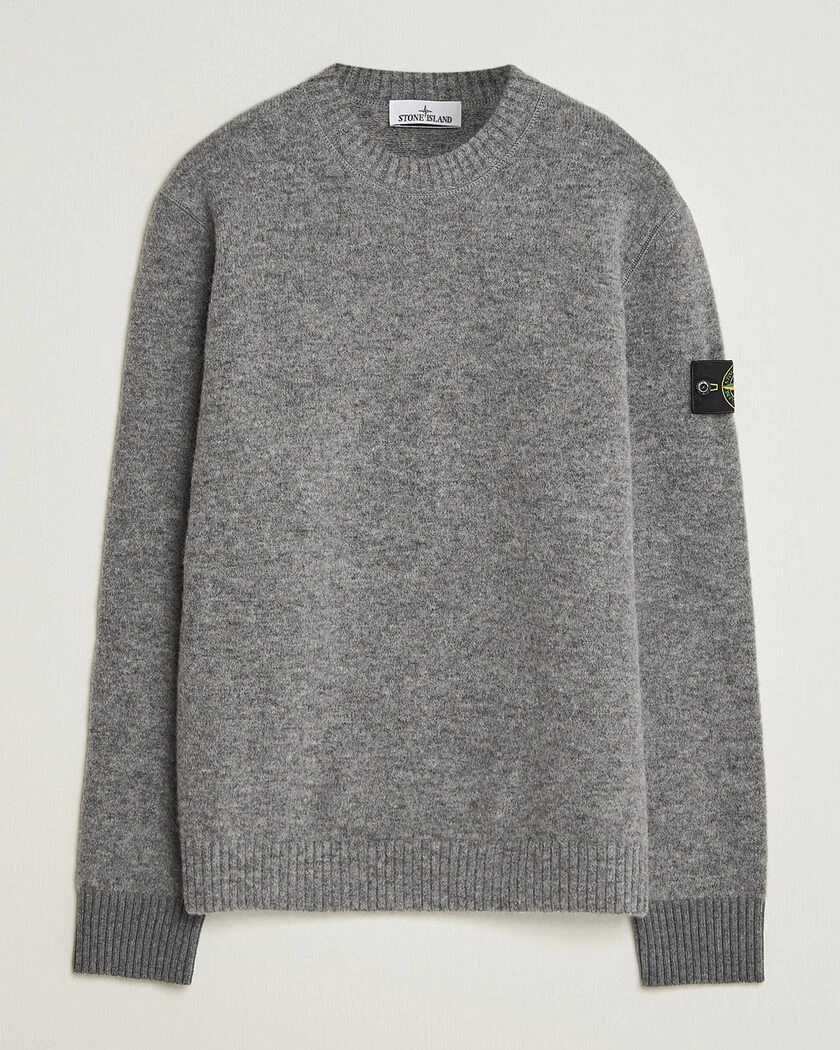 Stone Island Baby Alpaca Blend Contrast Crew Grey Melange – Grå