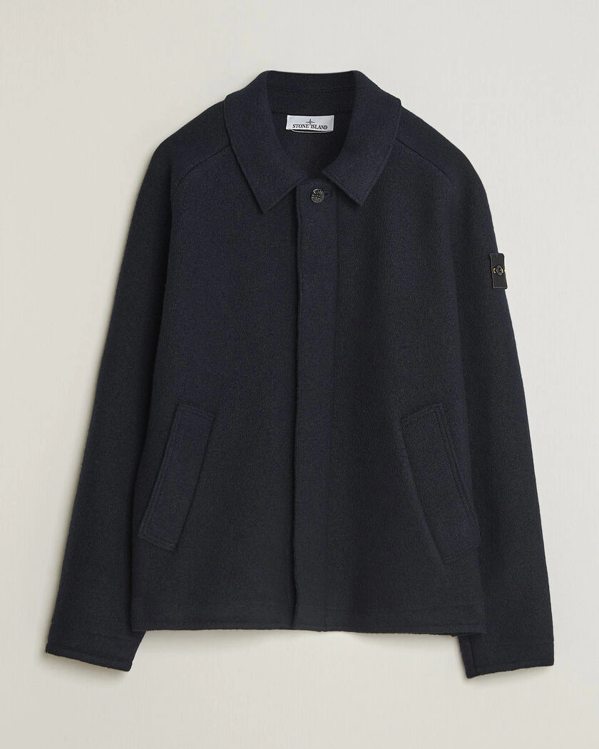 Stone Island Felted Wool Cardigan Navy Blue – Blå