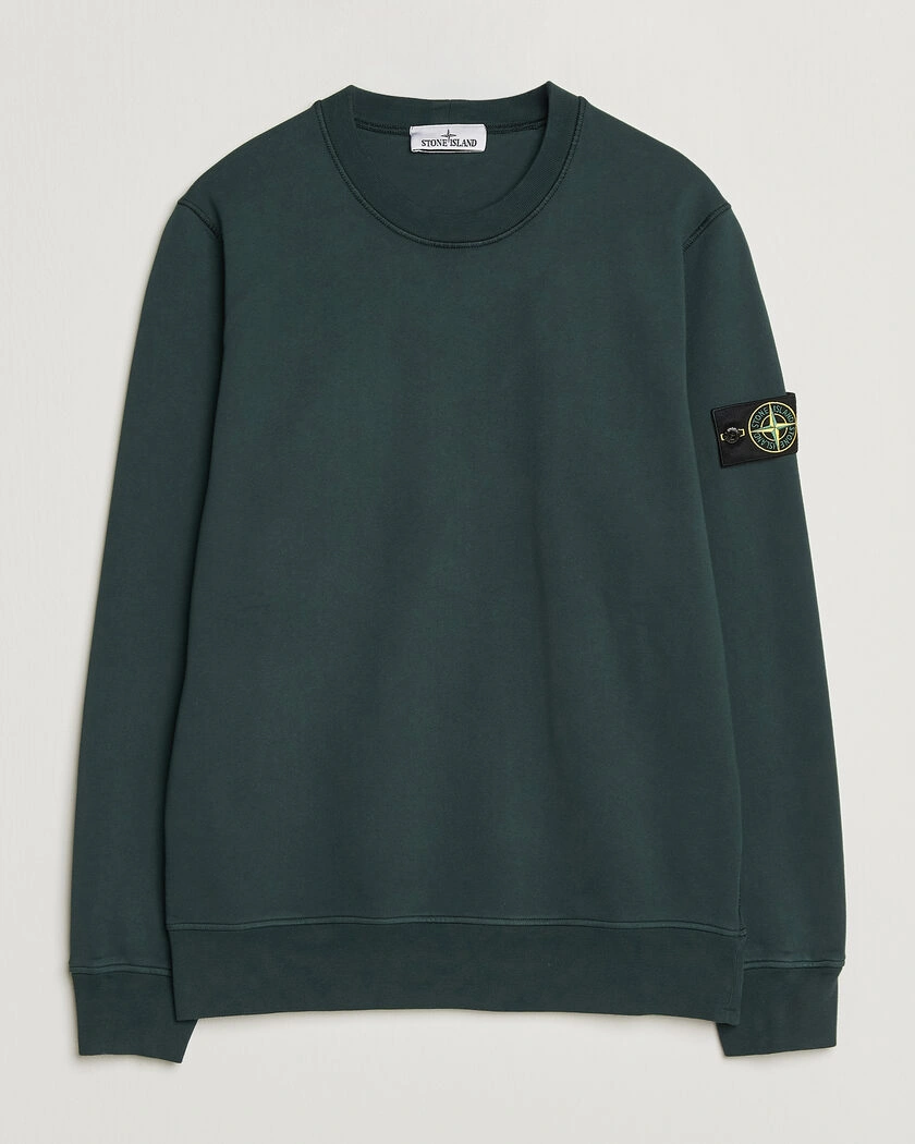 Stone Island Garment Dyed Fleece Sweatshirt Dark Green – Grön