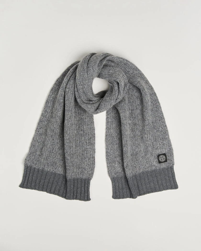 Stone Island Baby Alpaca Blend Scarf Grey Melange – Grå