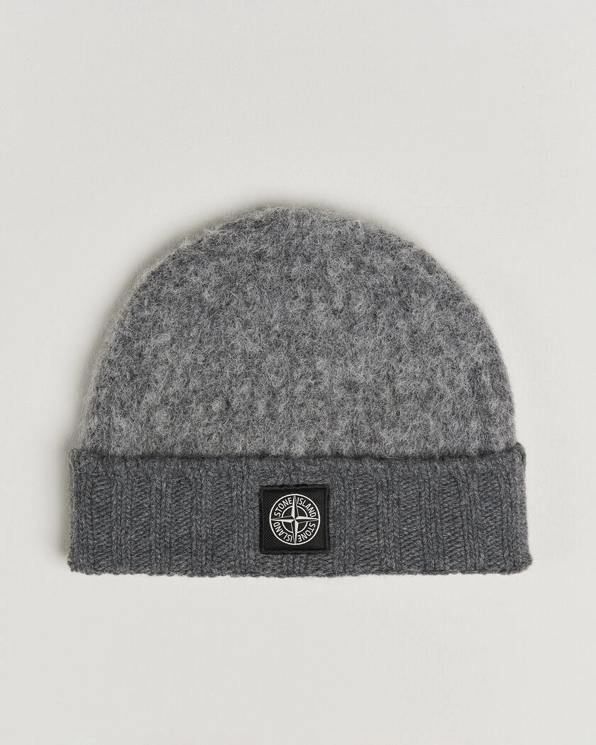 Stone Island Ribbed Baby Alpaca Blend Hat Grey Melange – Grå