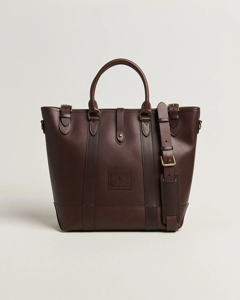 Polo Ralph Lauren Leather Tote Bag Burnished Brown – Brun
