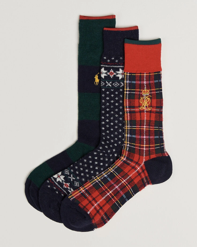 Polo Ralph Lauren 3-Pack Lambswool Sock Hunter Multi – Flerfärgad