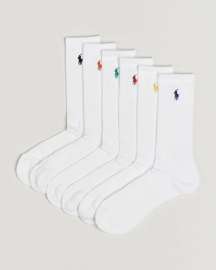 Polo Ralph Lauren 6-Pack Performance Crew Socks White – Vit