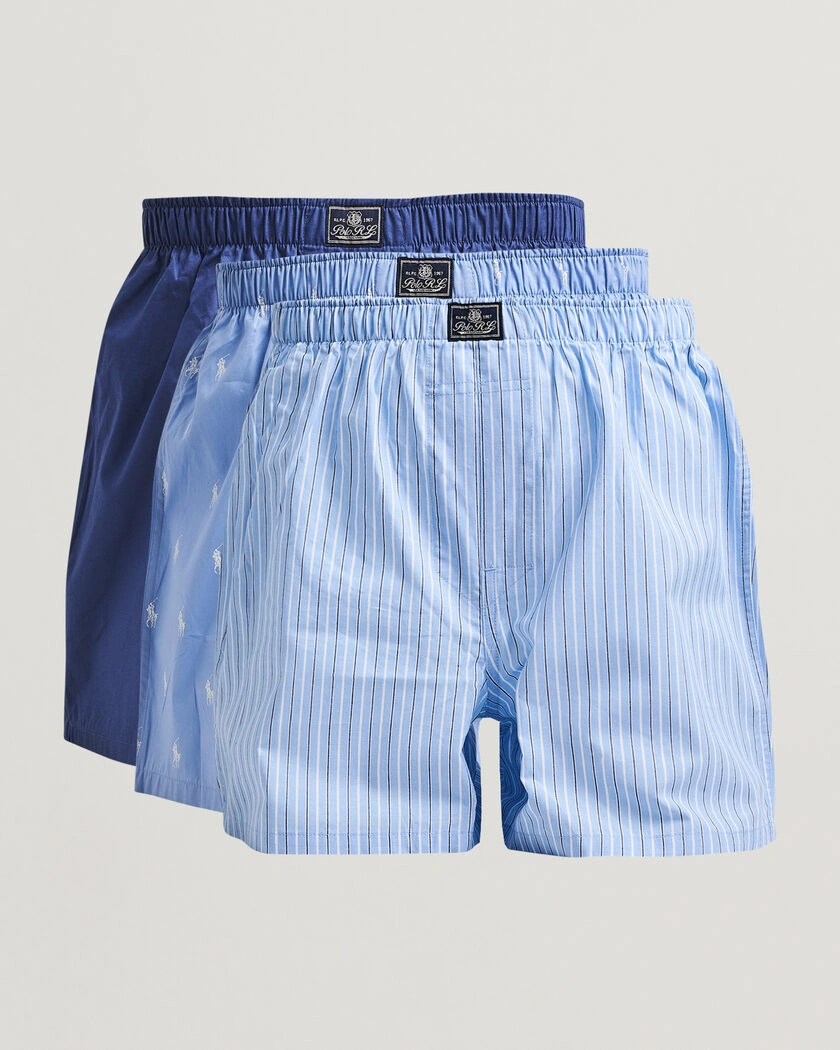 Polo Ralph Lauren 3-Pack Woven Boxer Blue/White – Flerfärgad