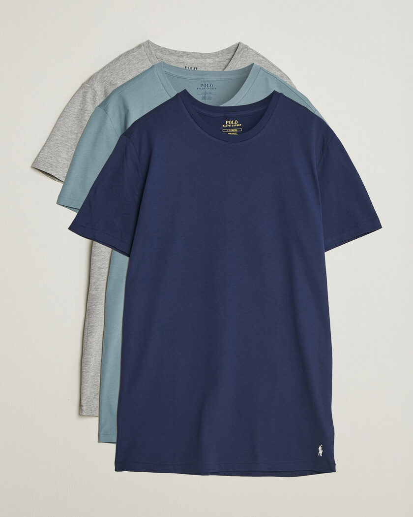 Polo Ralph Lauren 3-Pack Crew Neck T-Shirt Grey/Navy/Blue – Flerfärgad