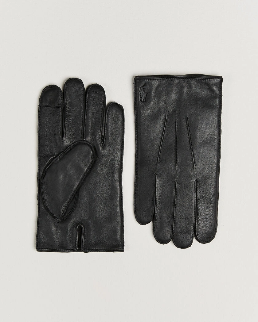 Polo Ralph Lauren Water-Repellent Leather Gloves Black – Svart