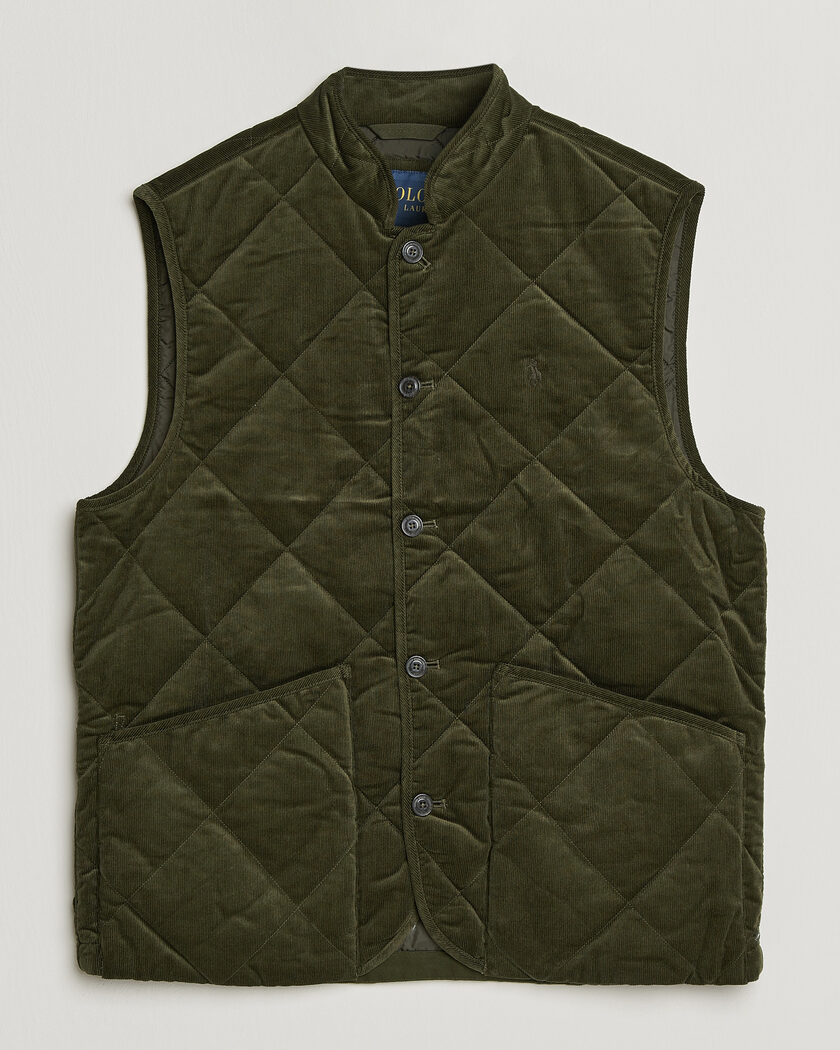 Polo Ralph Lauren Quilted Corduroy Vest Company Olive – Grön