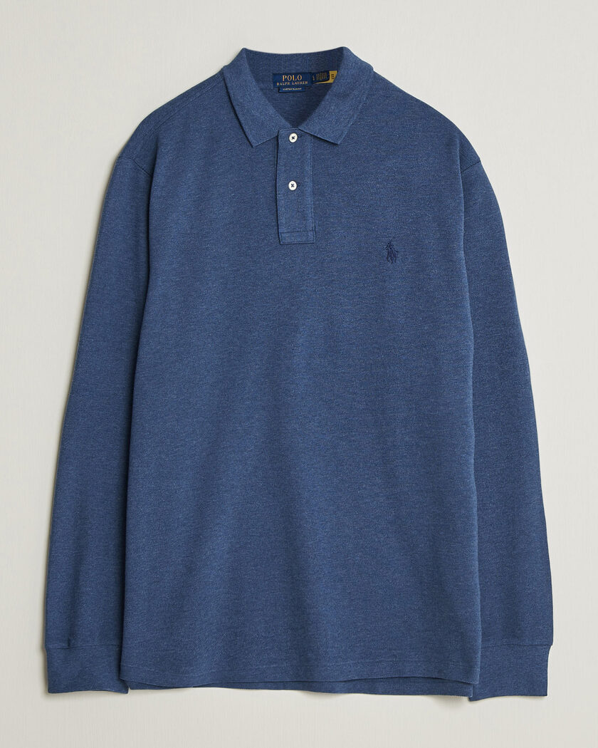 Polo Ralph Lauren Custom Slim Fit Long Sleeve Polo Derby Blue Heather – Blå