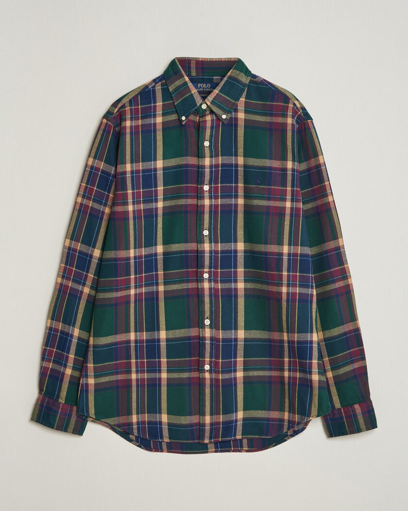 Polo Ralph Lauren Custom Fit Brushed Flannel Shirt Forest Burgundy – Flerfärgad
