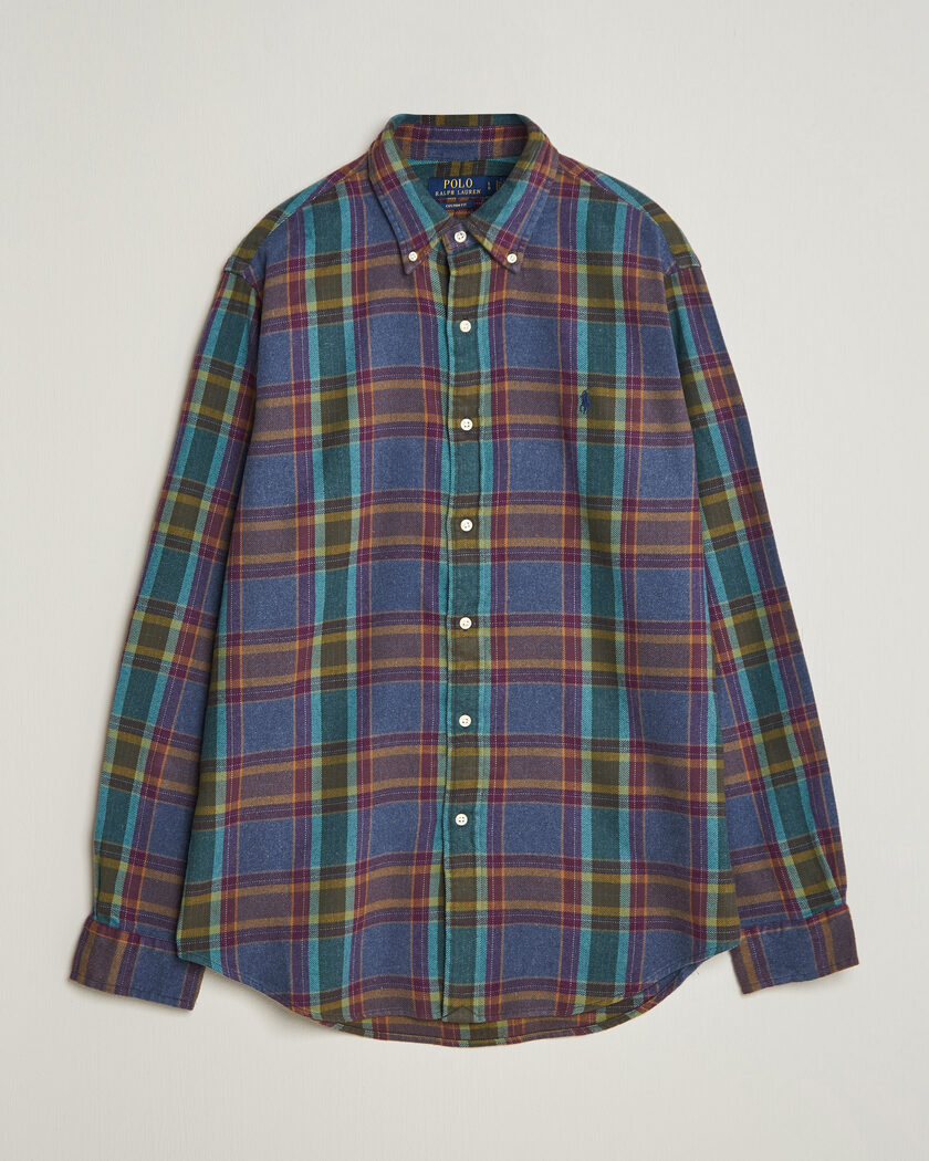Polo Ralph Lauren Custom Fit Brushed Flannel Shirt Blue Purple Heather – Flerfärgad