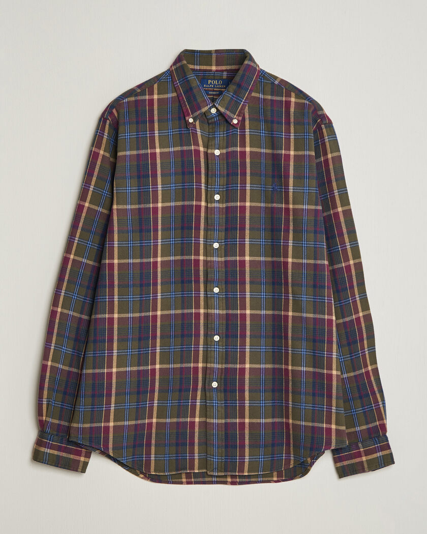 Polo Ralph Lauren Custom Fit Brushed Flannel Shirt Olive Berry – Flerfärgad