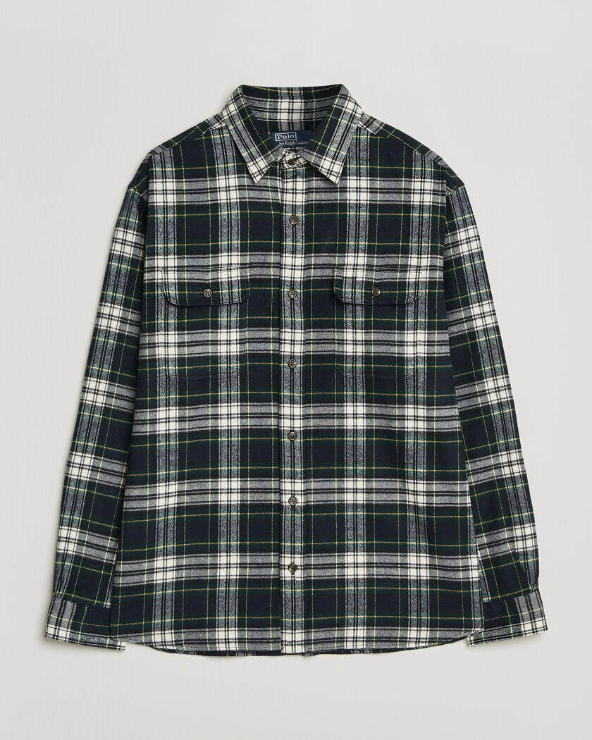 Polo Ralph Lauren Classic Fit Shaggy Flannel Shirt Navy Green – Flerfärgad